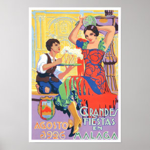 1926マラガスペインヴィンテージ旅行 ポスター