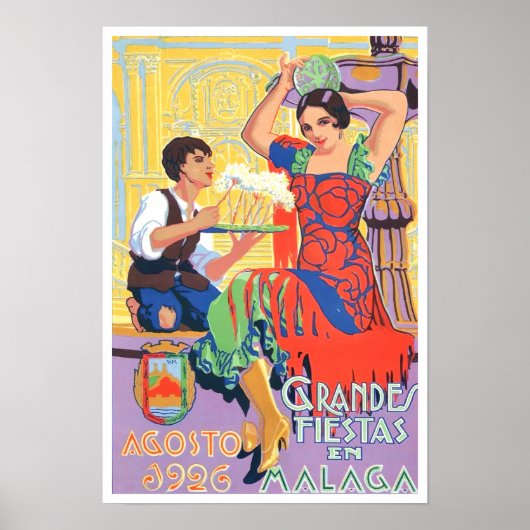 1926マラガスペインヴィンテージ旅行 ポスター (正面)