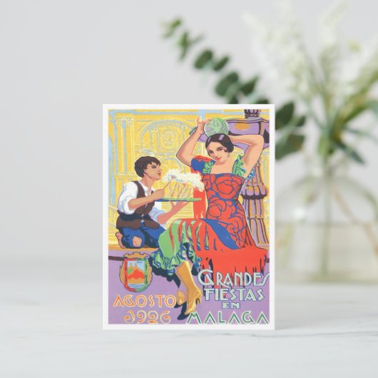 1926マラガスペインヴィンテージ旅行 ポストカード (スタンド正面)