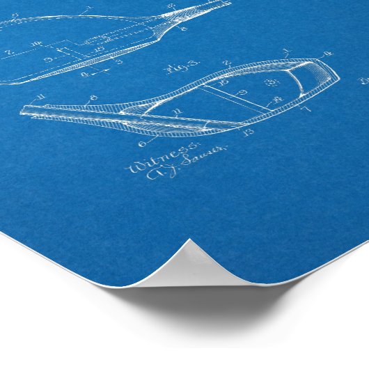 1926ヴィンテージゴルフクラブ特許青写真アートプリント ポスター (角)