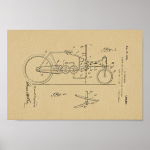 1926ヴィンテージ自転車特許アートプリント ポスター