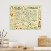 1926年からのコネチカットの地図 ポスター (キッチン)