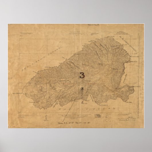1926年ハワイのカオラウの地図 ポスター (正面)