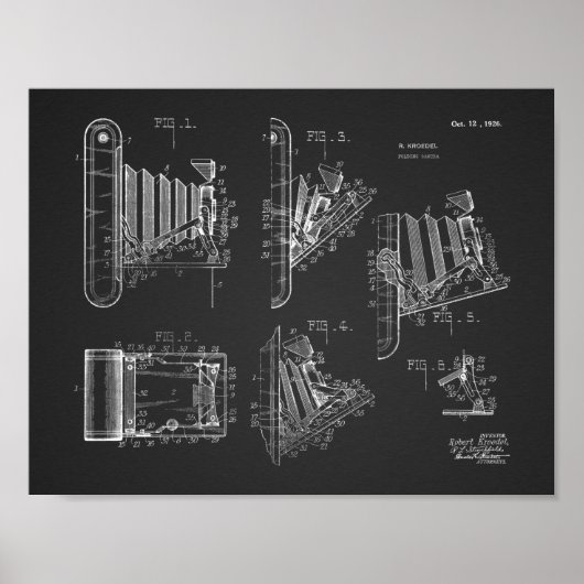 1926年折りカメラ特許美術スケッチプリント ポスター (正面)