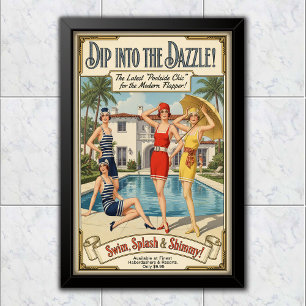 1926 ビンテージ プールサイド シック 水着 広告 ポスター