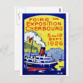 1926 Cherbourg Franceポスター ポストカード (正面/裏面)