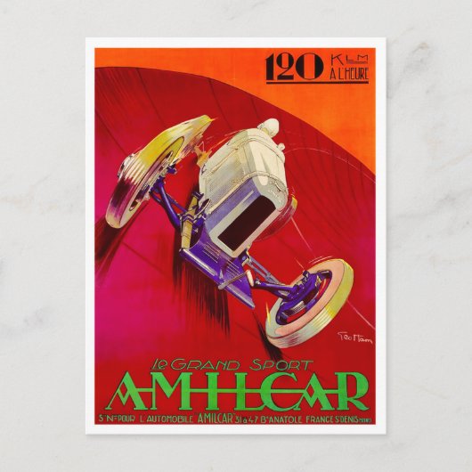 1927アミルカーヴィンテージレーシング広告 ポストカード (正面)
