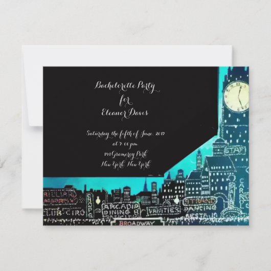 1927ニューヨークバチェロレッテ 招待状 (正面)