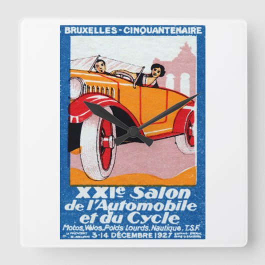 1927ブリュッセル博車の覧会 スクエア壁時計 (正面)