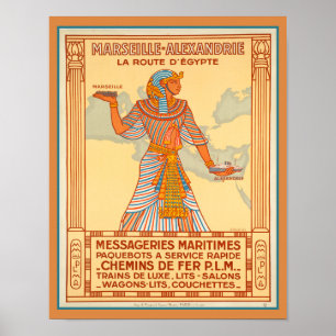 1927マルセイユアレクサンドリーエジプト旅行 ポスター