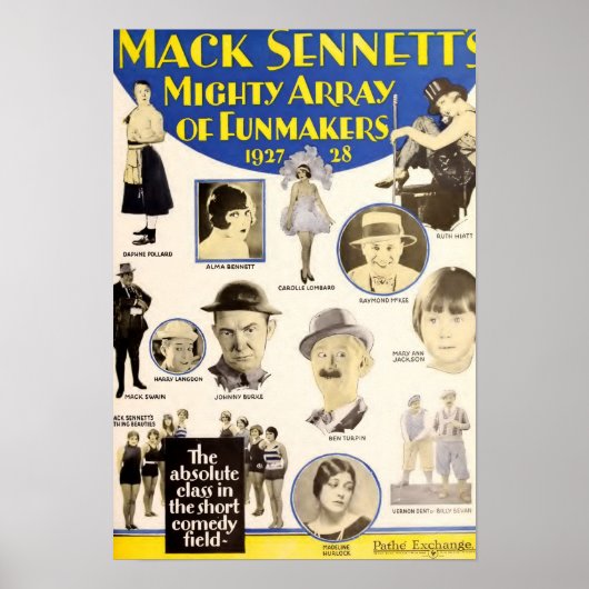 1927 Mack Sennett Studioコメディアン出展者と ポスター (正面)