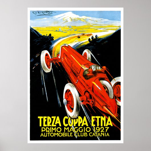 1927 Terza Coppa Etna Auto Road Rally Ad ポスター (正面)