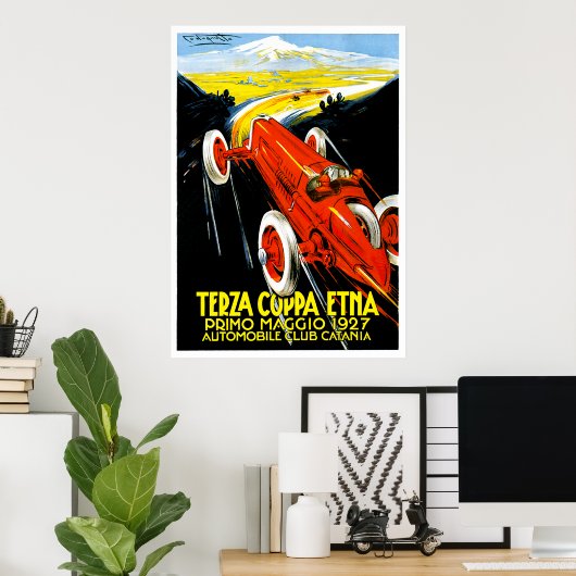 1927 Terza Coppa Etna Auto Road Rally Ad ポスター (ホームオフィス)