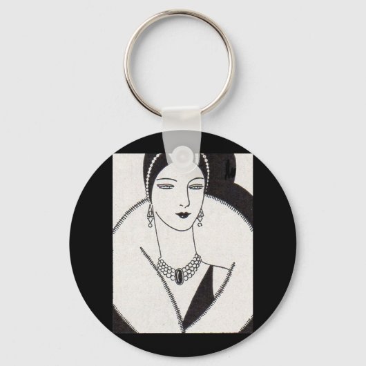 1928アートデコ女性 キーホルダー (正面)