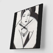 1928アートデコ女性 スクエア壁時計 (傾斜)