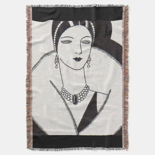 1928アートデコ女性 スローブランケット (正面縦)