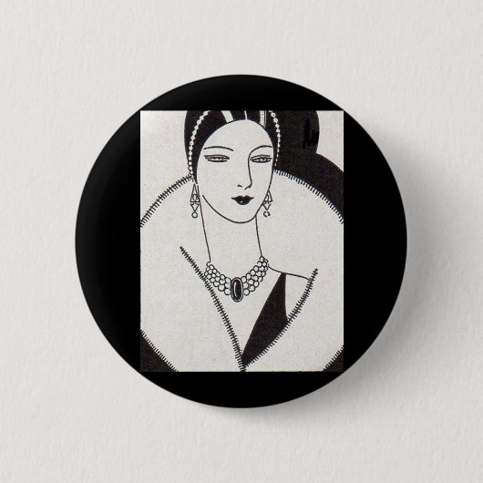 1928アートデコ女性 缶バッジ (正面)