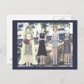 1928年のアールデコ人形はがきのベティ、紙花嫁 ポストカード (正面/裏面)