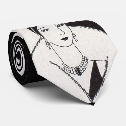 1928年アールデコ調の女性のプリント ネクタイ (ロール)