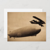 1928年ニューヨーク市に接近するゲフ・ツェッペリン ポストカード (正面/裏面)