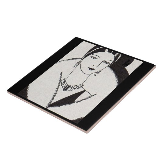 1928年芸術デコ女性 タイル (側面)