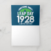 1928年閏日2月29日生まれのバースデーお祝いに 箔グリーティングカード (内側レイダウン)