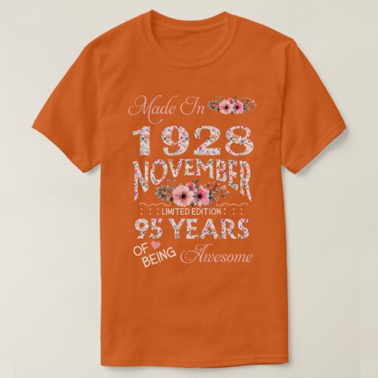 1928年11月に作られたフローラ95歳 Tシャツ (デザイン正面)
