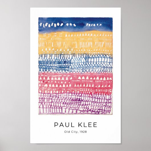 1928年、旧市街ポール・クレー – カラフル抽象芸術・アート ポスター (正面)