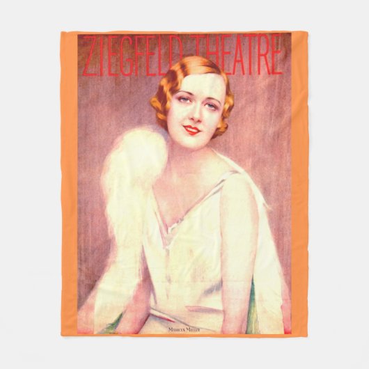 1928 Ziegfeld Theater program cover Marilyn Miller フリースブランケット (正面)