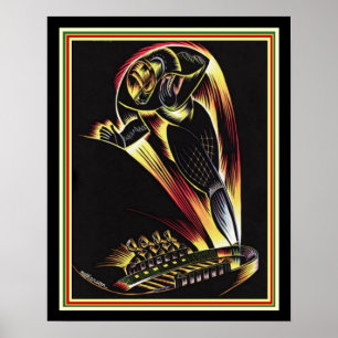 1929アールデコサッカーポスター16 x 20 ポスター