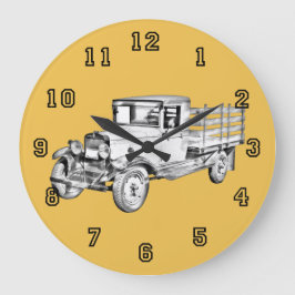 1929年シボレー トラック 1トン ステークボディイラスト ラージ壁時計