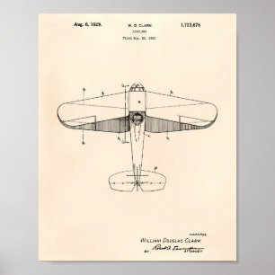 1929年航空機特許芸術古版 ポスター