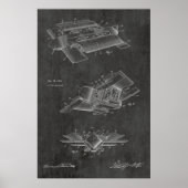 1929未来型飛行機特許スケッチプリント ポスター (正面)