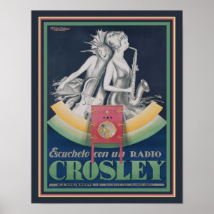 1929,アールデコ, Crosley Radio Ad ポスター