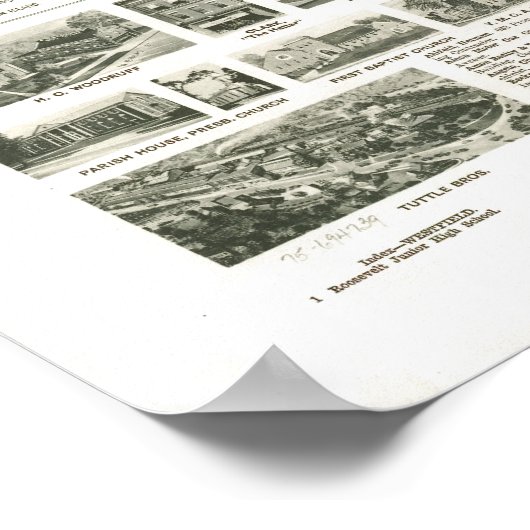 1929 Westfield, NJ Birds Eye View Panoramic Map ポスター (角)