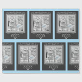 1930のギフトベビー店ウィンドウブラックブルー ラッピングペーパー (フラット)