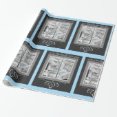 1930のギフトベビー店ウィンドウブラックブルー ラッピングペーパー (アンロールド)