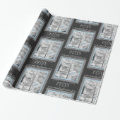 1930のギフトベビー店ウィンドウブラックブルー ラッピングペーパー (アンロールド)