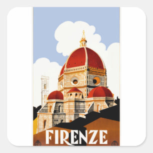 1930フィレンツェItaly Duomo旅行ポスター スクエアシール