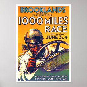 1930ブルックランズ1000マイルレースヴィンテージ ポスター