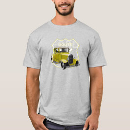 1930モデルA黄色のクラシックRoute66 T改造シャツ Tシャツ
