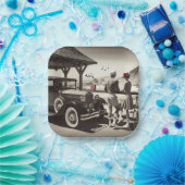 1930ヴィンテージカーカップル白黒紙ナプキンス ペーパープレート (パーティー)