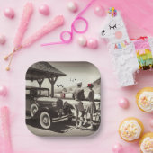 1930ヴィンテージカーカップル白黒紙ナプキンス ペーパープレート (パーティー)