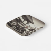 1930ヴィンテージカーカップル白黒紙ナプキンス ペーパープレート (傾斜あり)