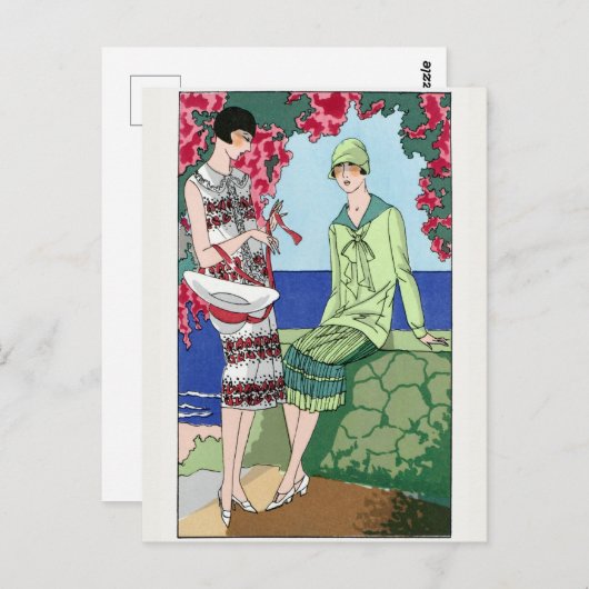1930ヴィンテージ女性のデイドレス ポストカード (正面/裏面)