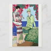 1930ヴィンテージ女性のデイドレス ポストカード (正面)