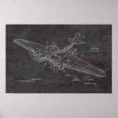 1930ヴィンテージ船飛行機特許スケッチプリント ポスター (正面)