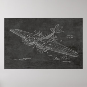 1930ヴィンテージ船飛行機特許スケッチプリント ポスター