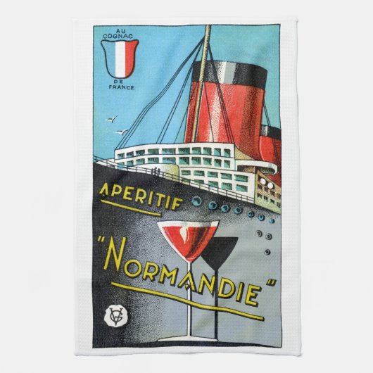 1930人のフランス語Apertif Normandie キッチンタオル (縦)