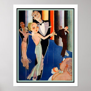 1930年のアールデコ踊りカップル ポスター